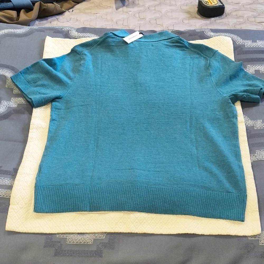 Banana Republic Linen-Cotton Ribbed Sweater Button Placket Polo